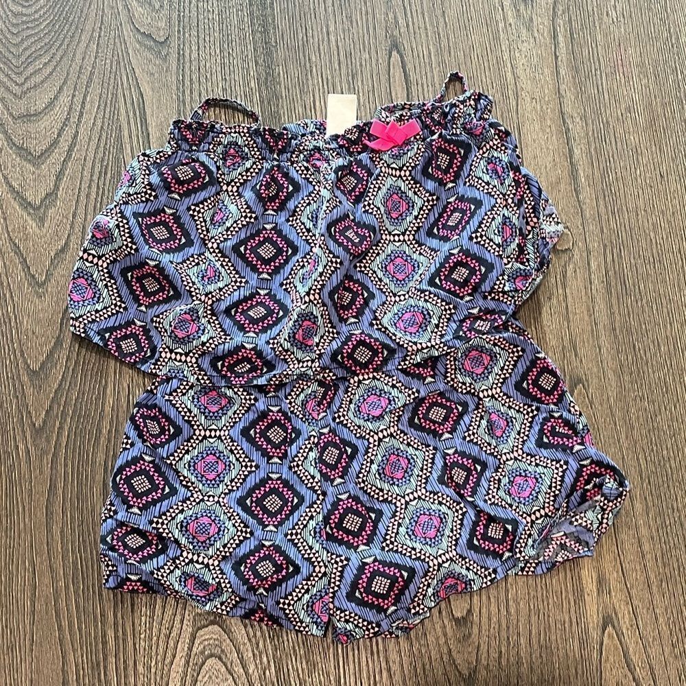 Oshkosh B'Gosh Girls Boho Printed Romper Blue Pink Sleeveless Size 4T